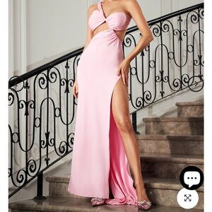 Mew Mews Pink One Shoulder Cut Out Gown